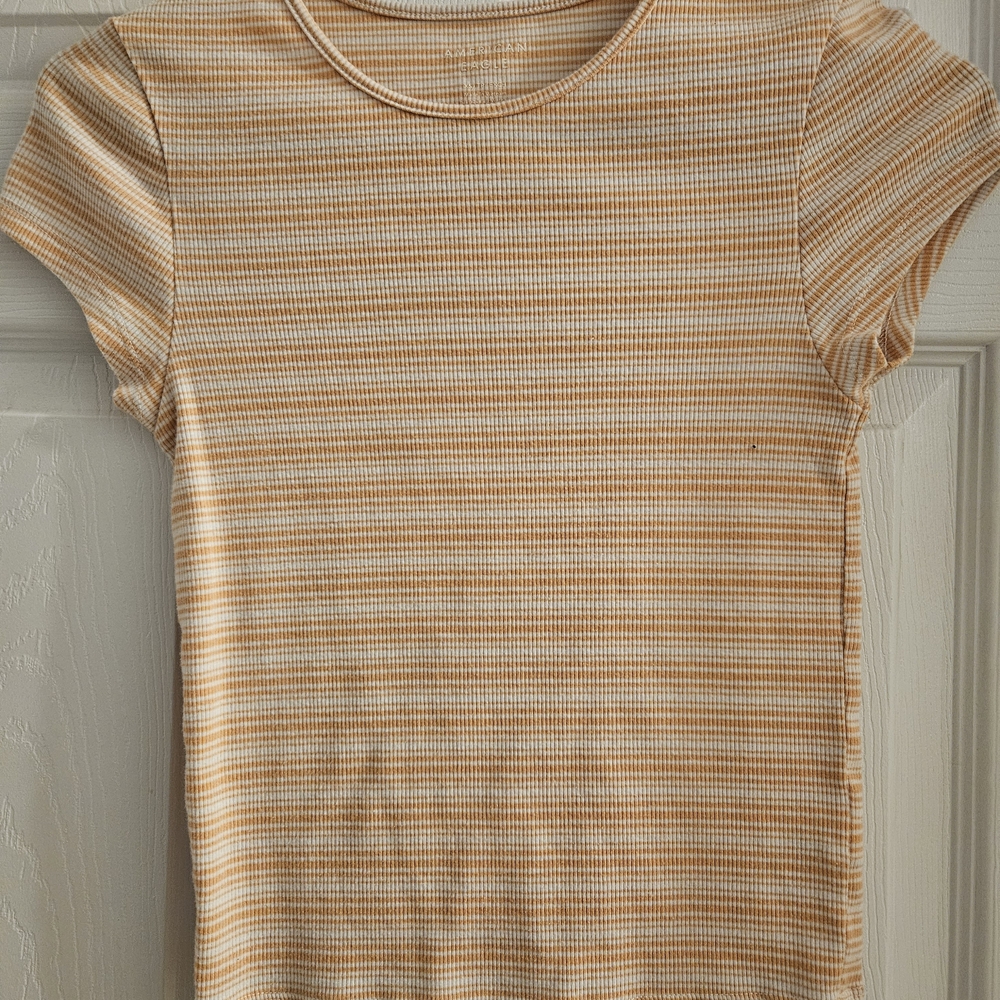 American Eagle Outfitters Orange and White Striped Tee